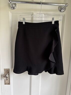 Club Monaco Black Mini Skirt with Side Ruffle